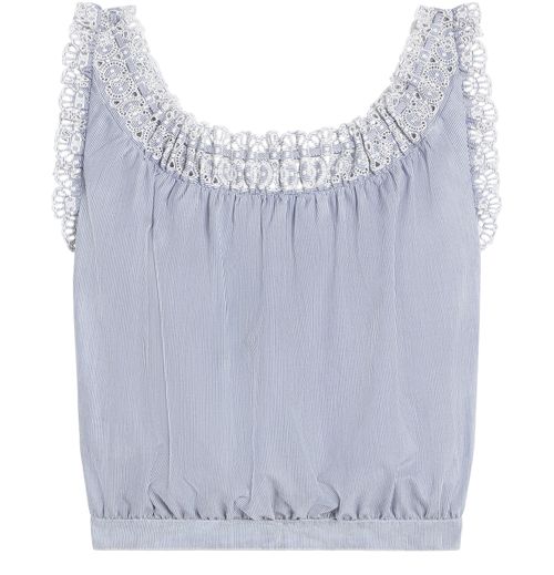 CELINE Folk in striped cotton and cashmere embroidered top