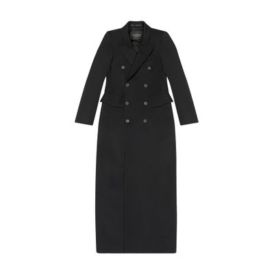 Balenciaga Hourglass Double-breasted Wool-twill Coat In Black