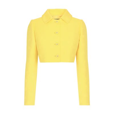 Dolce & Gabbana Women's Yellow Short Quilted Jacquard Jacket Size 38