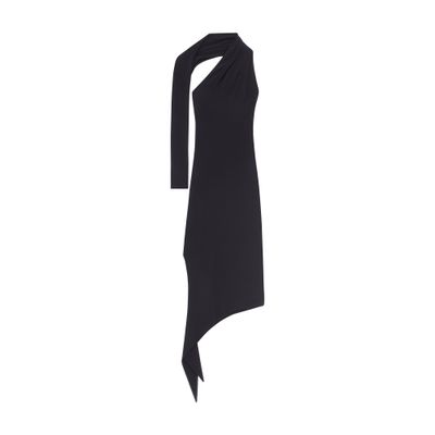 One shoulder crepe jersey dress