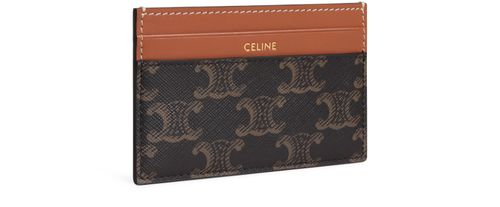 CELINE Medium card holder in Triomphe canvas and calfskin