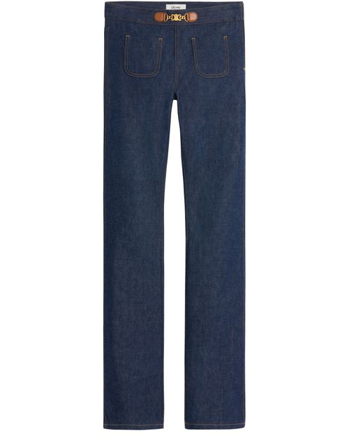 CELINE Françoise in raw wash denim flared jeans