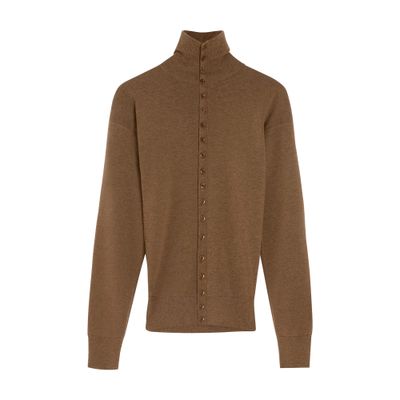 Lemaire Turtleneck Buttoned Cardigan In Brown