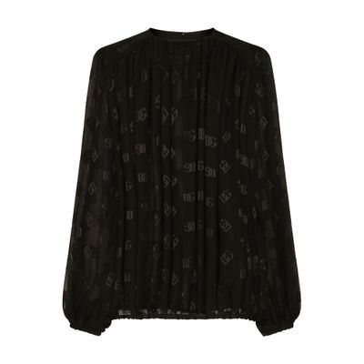 Shop Dolce & Gabbana Devoré Satin Blouse In Black