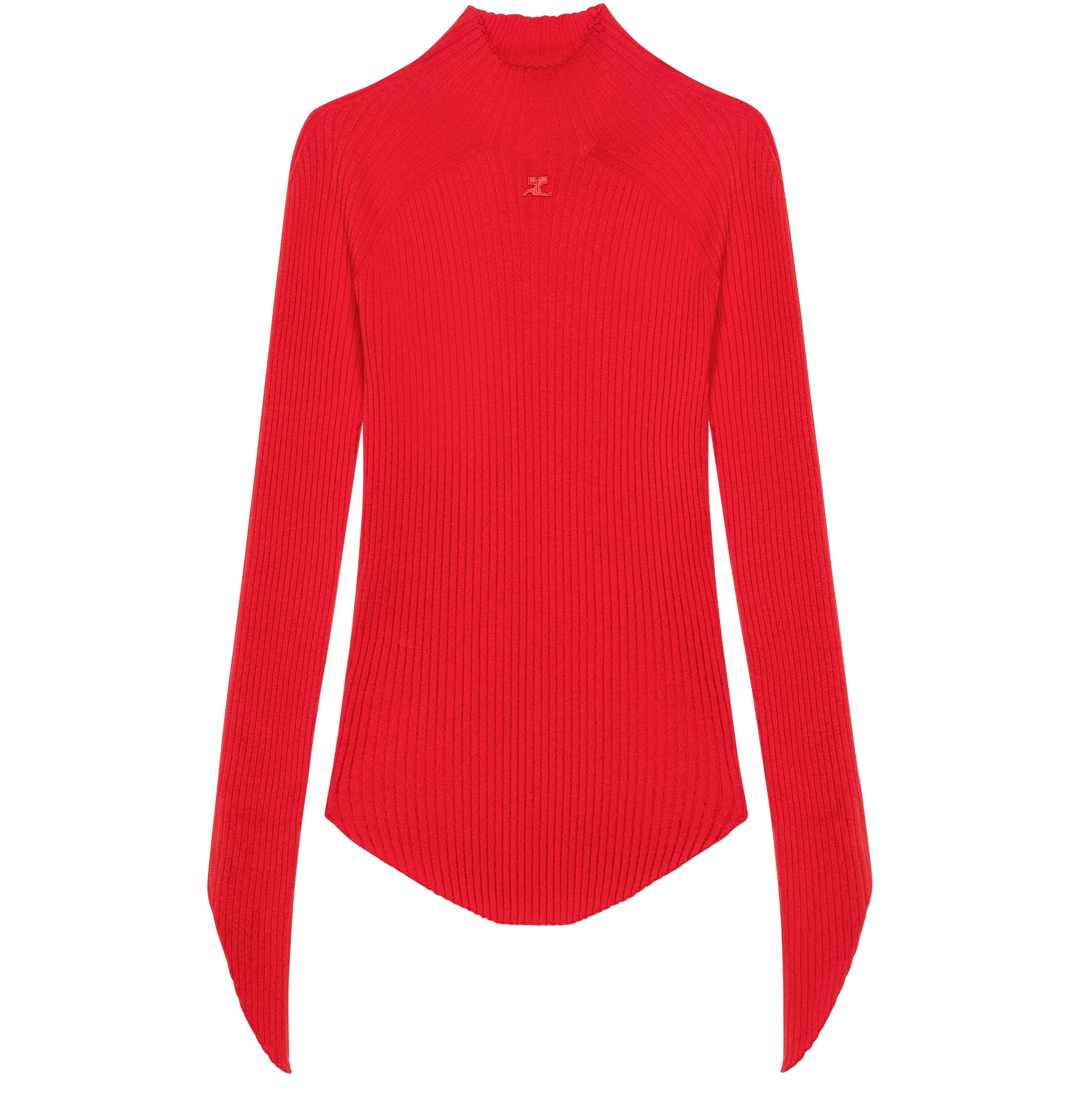 Circle rib knit mockncek sweater