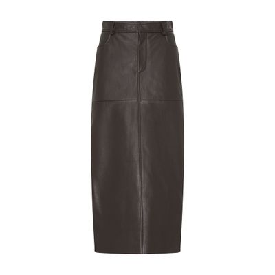 Moschino Leather Skirt In Brown