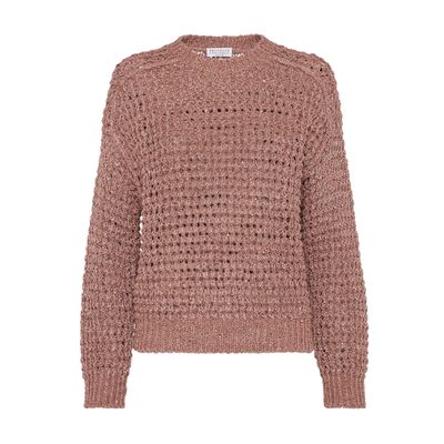 Brunello Cucinelli Rustic Dazzling Net Sweater In Pink