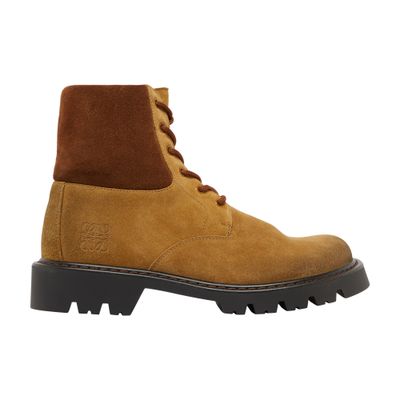 Loewe Sierra Military Ankle Boots In Suede In Brown