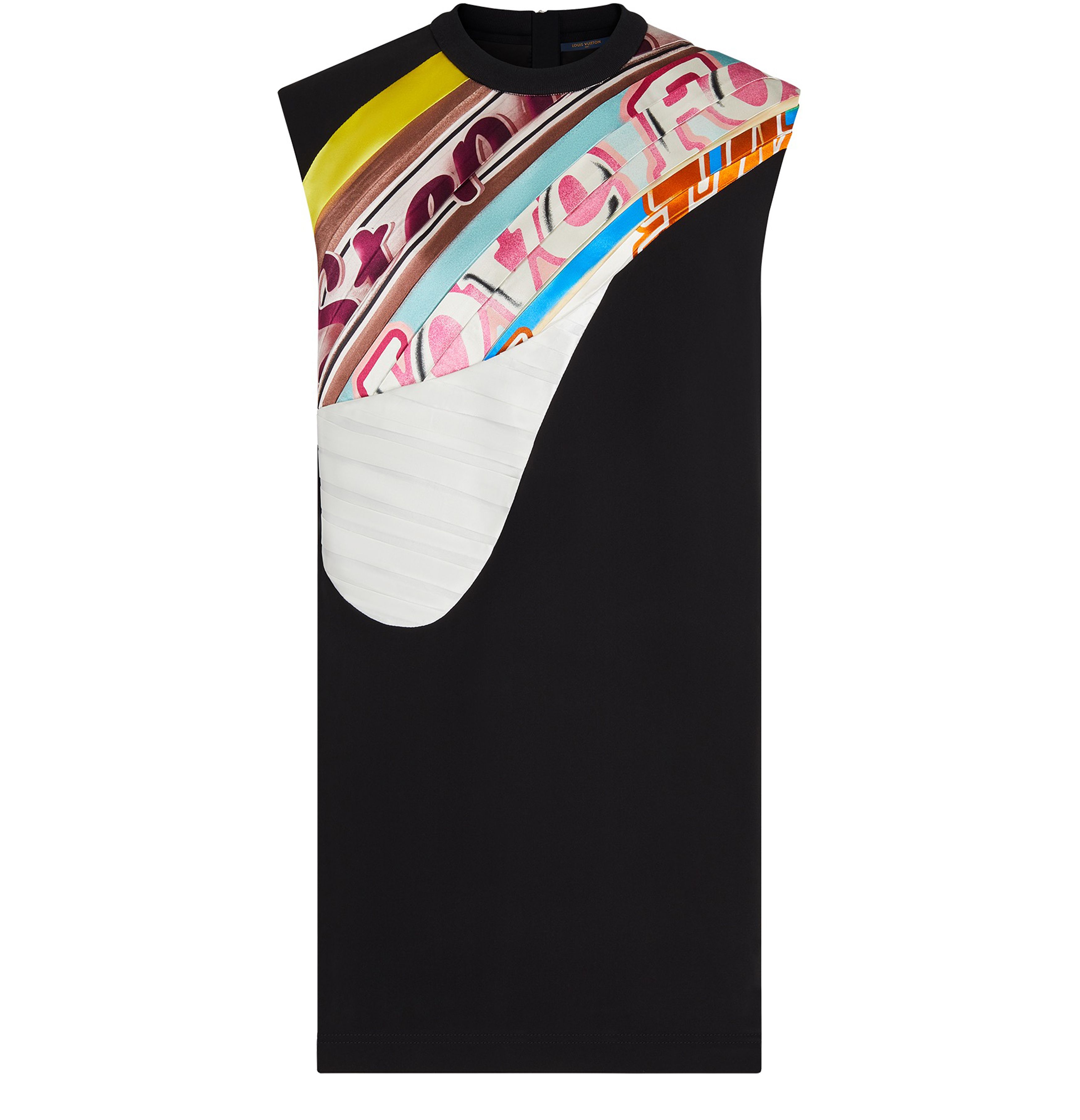 Pleated Insert Straight-Cut Dress