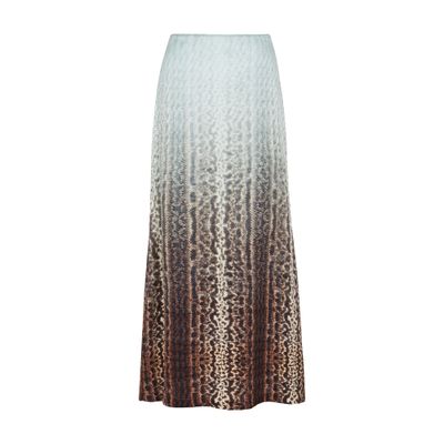 Fendi Silk Skirt With Ff And Animalier Print In Blue