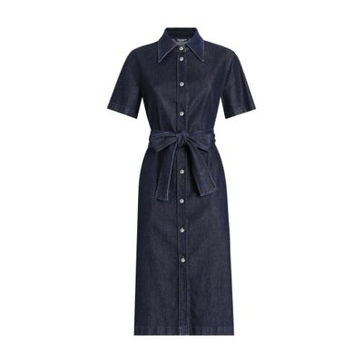 Dolce & Gabbana Silk Denim Shirt Dress In Multicolor
