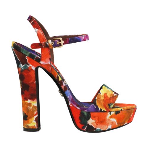 Dolce & Gabbana Platform Sandal In Printed Brocade In Fiori_astr_f_marrone