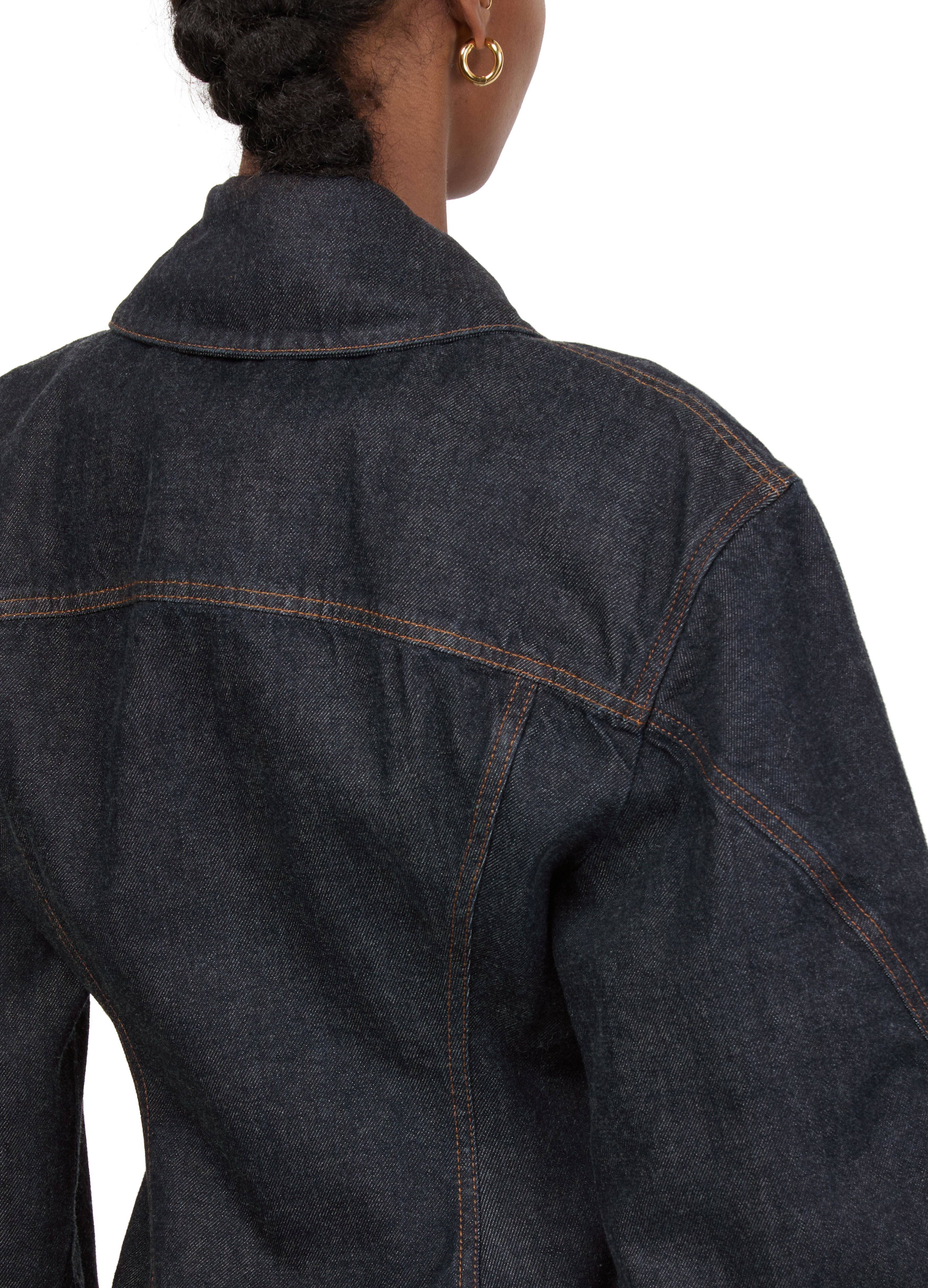 Cinched jacket in raw denim thumbnail 5