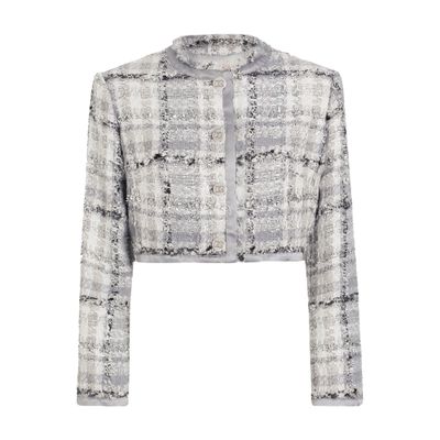 Dolce & Gabbana Gray Short Check Lurex Raschel Tweed Jacket In Multicolor