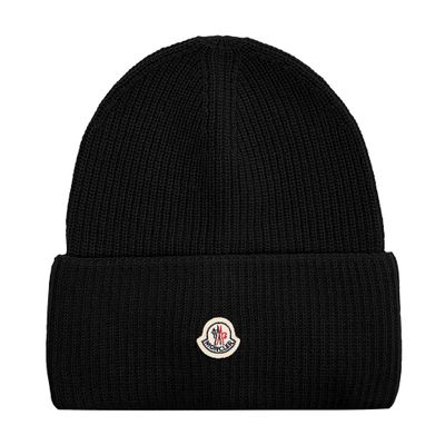 Moncler Logo Beanie In Black