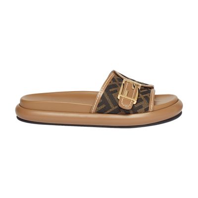 Fendi Fabric Slides In Marron