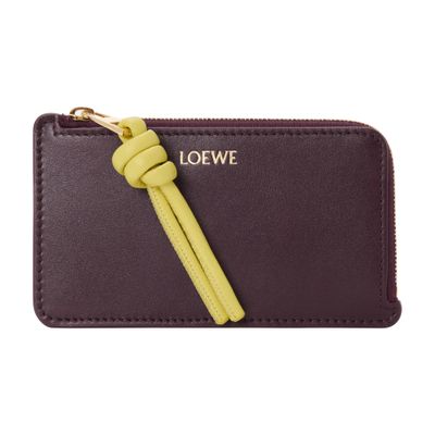 Loewe Knot Shiny Nappa Calfskin Card And Coin Holder In Burgundy