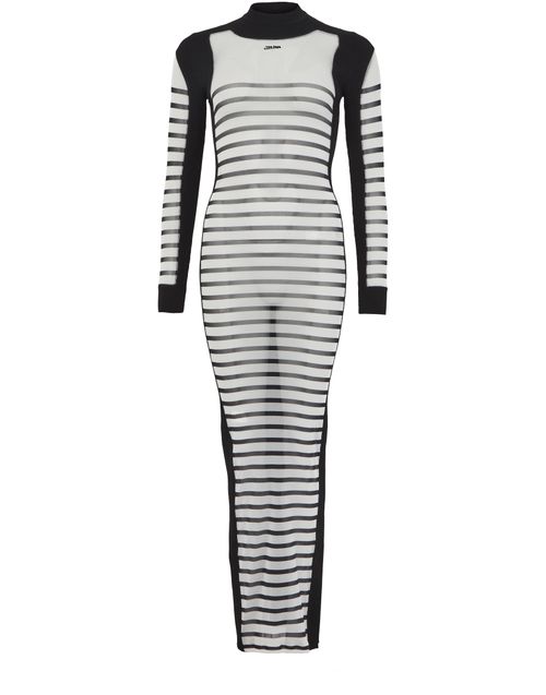 JEAN PAUL GAULTIER The Mariniere long sleeves mix mesh dress