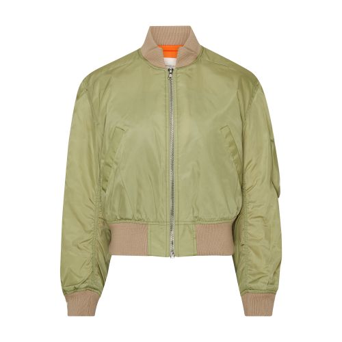 Shop Victoria Beckham Cropped Bomber Jacket In Avocado