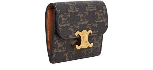 CELINE Card holder Triomphe in Triomphe canvas