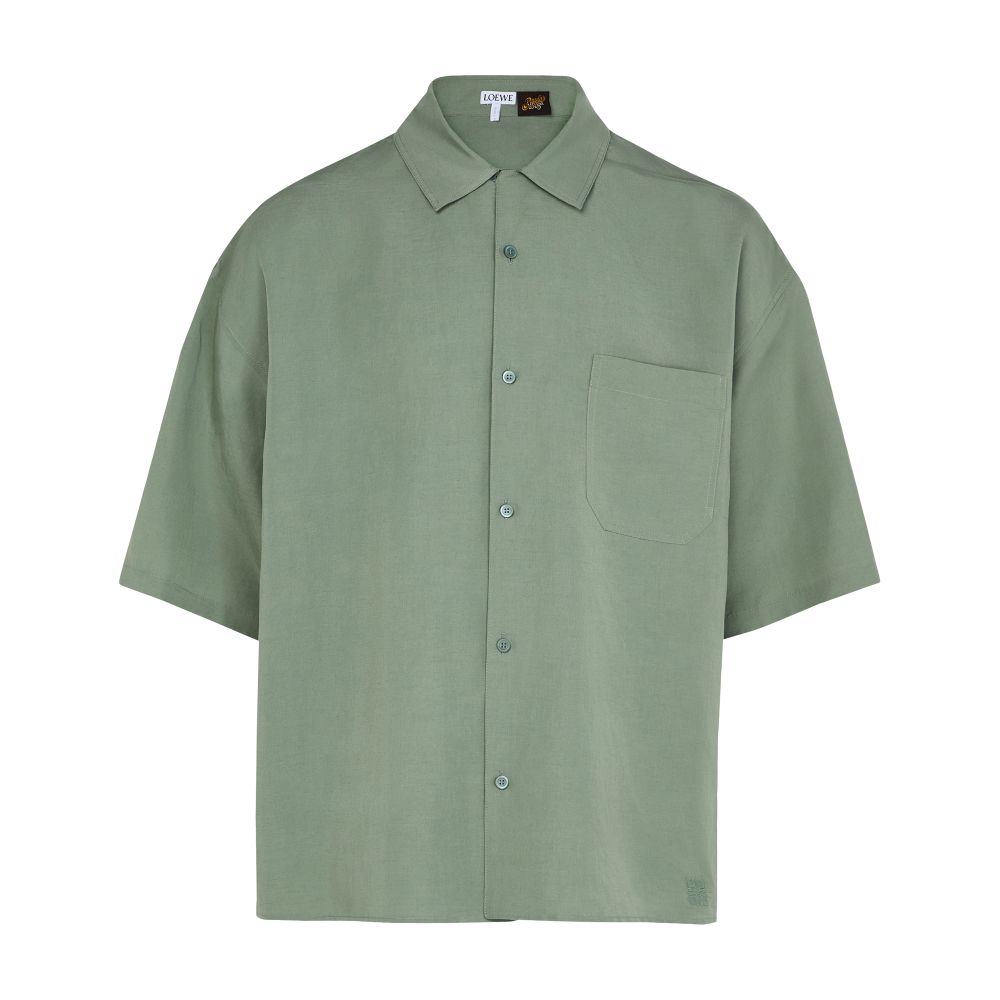 Short-sleeved linen and viscose shirt thumbnail 7