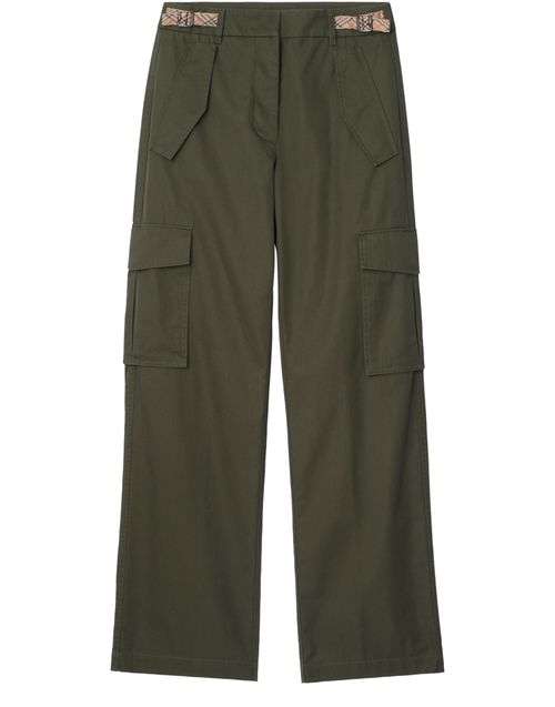 BURBERRY Check Trim Gabardine Cargo Trousers