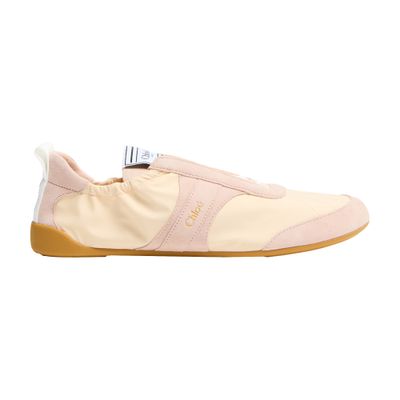 Chloé Kick Beige Sneaker With Side Lettering Logo And Elasticated Details In Fabric Woman In Neutral