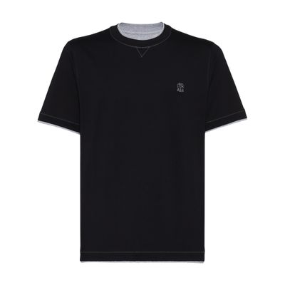 Brunello Cucinelli T-shirt With Faux-layering In Black