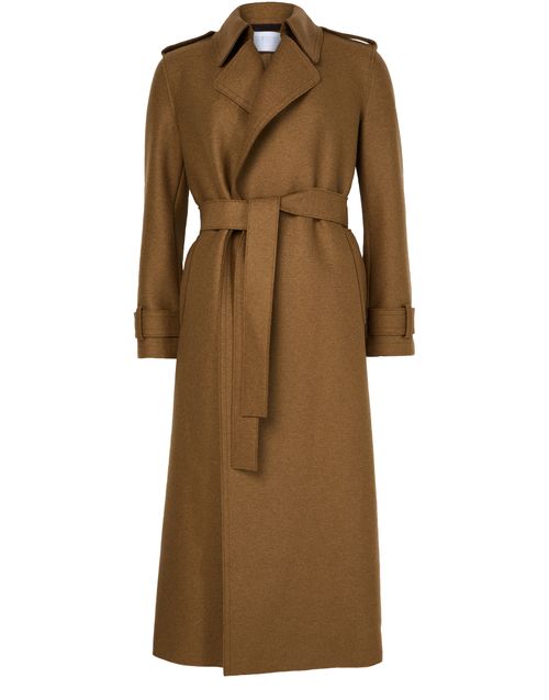 HARRIS WHARF LONDON Double-stitched long trench in pressed wool