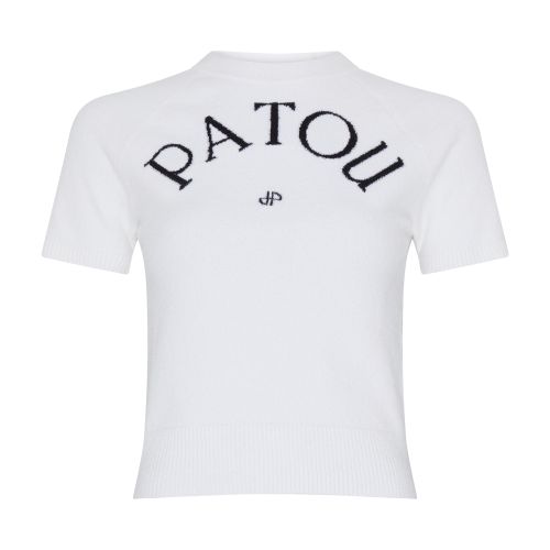 Patou White Logo-jacquard Knitted Top In White