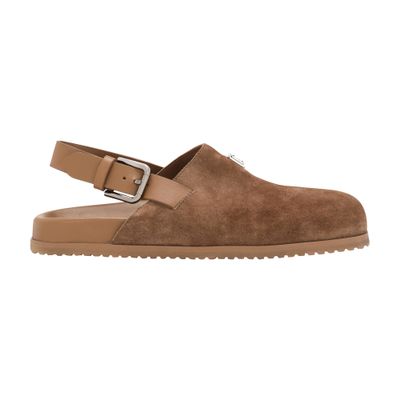 Dolce & Gabbana Logo-plaque Suede Mules In Brown