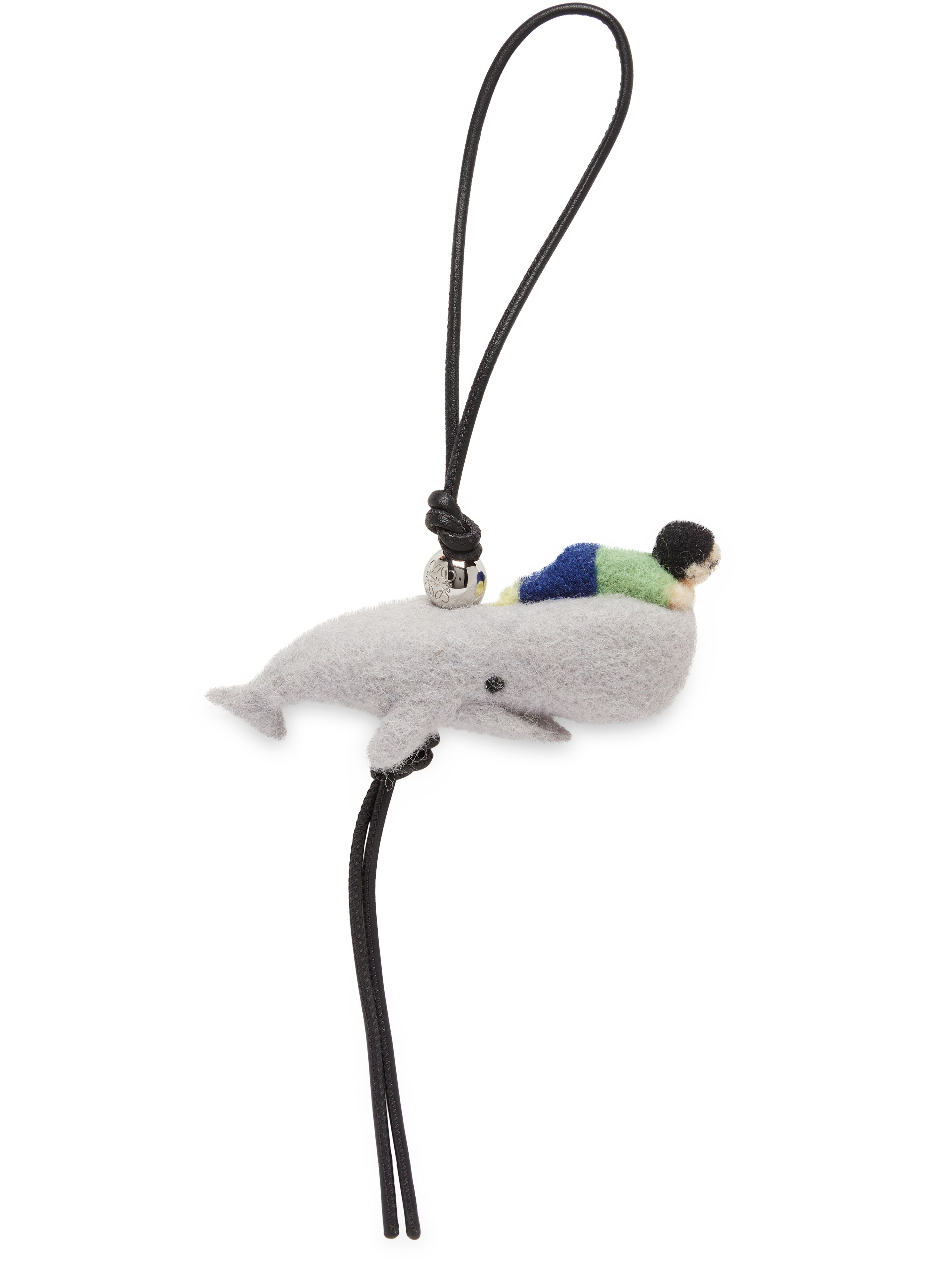 x Suna Fujita - Child and whale felt and calf leather bag jewel