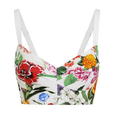 Dolce & Gabbana Corset Bralette Top With Print In Multicolor