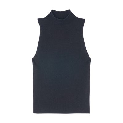 Bompard Plain Knit Vest Top In Blue