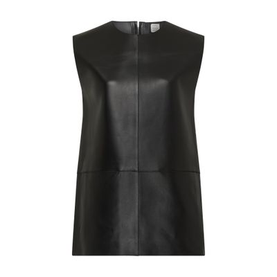 Shop Totême Double-faced Leather Top In Black