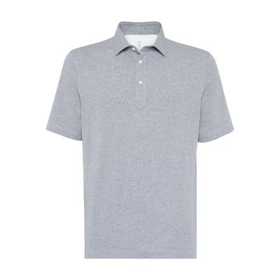 Brunello Cucinelli Cotton-jersey Polo Shirt In Grey
