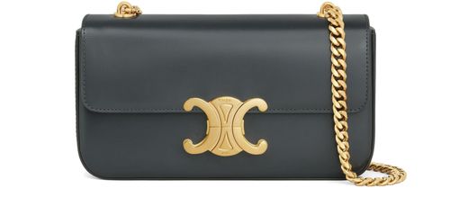 CELINE Sac porté épaule Triomphe avec chaîne veau satiné