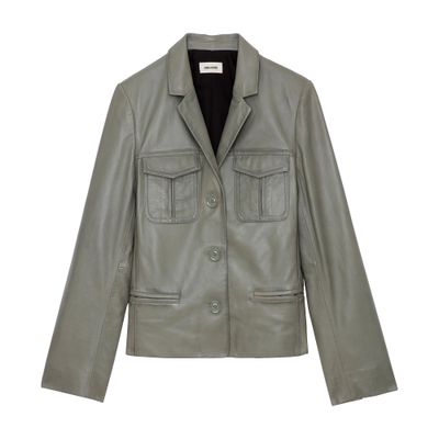 Zadig & Voltaire Liam Leather Shirt Jacket In Grey