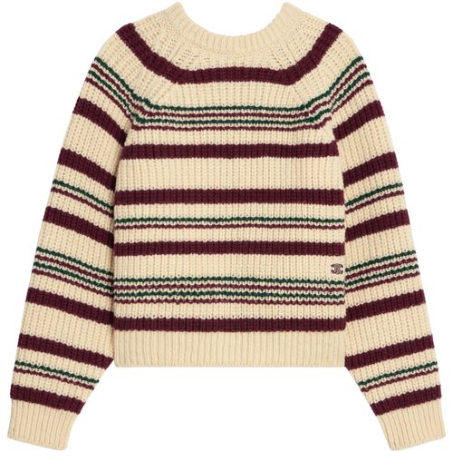 CELINE Gestreifter Pullover Mit Rundhalsausschnitt Aus Gerippter Wolle