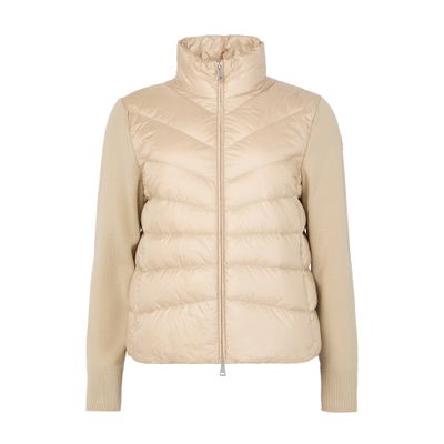 Moncler Bi-material Jacket In Sand
