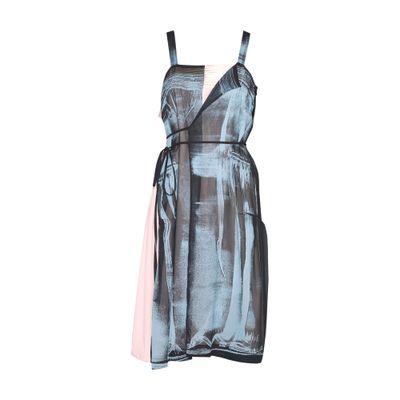 Maison Margiela Woman Midi Dress Slate Blue Size 6 Silk In Multicolor