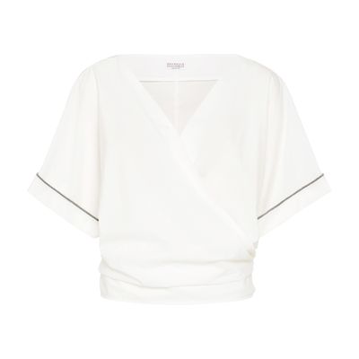 Brunello Cucinelli Top With Monili In White