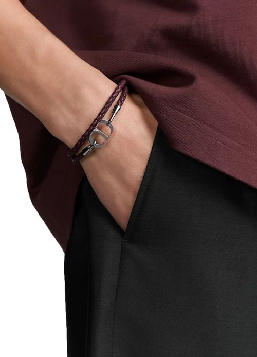 DIOR Bracelet cuir tressé CD Icon