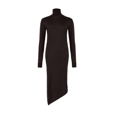 One shoulder wool midi dress