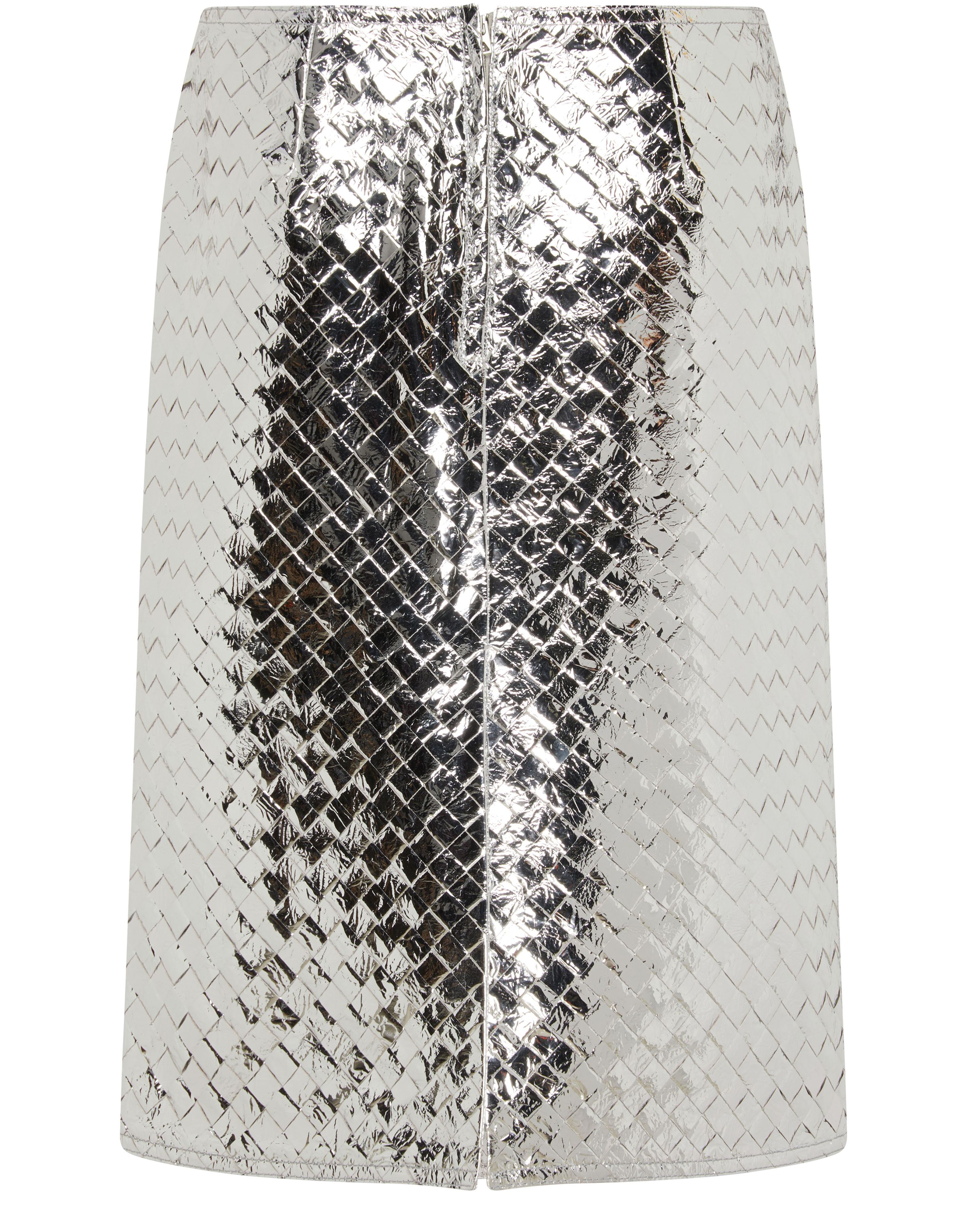 Intrecciato lamb leather metallic skirt thumbnail 3