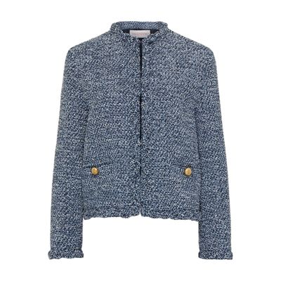 Valentino Sky Blue Tweed Crewneck Jacket In Blue