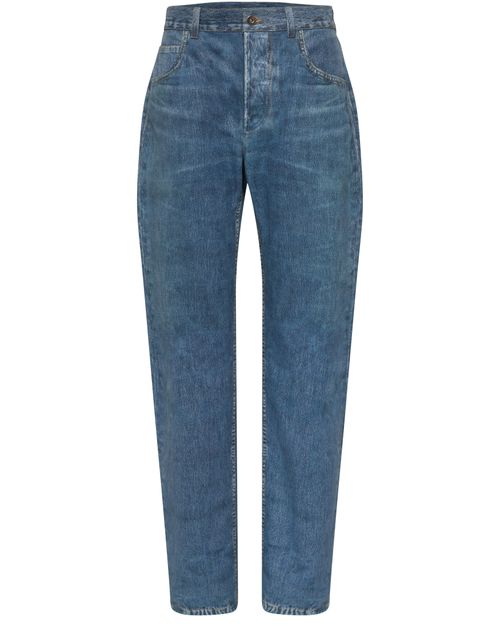 BOTTEGA VENETA Bedruckte Lederhose mit Denim-Effekt
