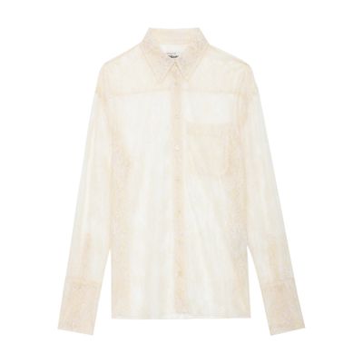 Zadig & Voltaire Tyrone Lace Button-front Shirt In Pink