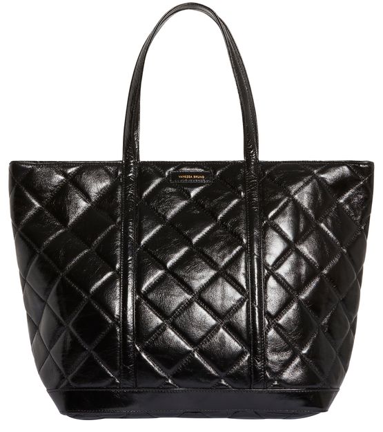 VANESSA BRUNO Quilted Leather Xl Cabas Tote Bag Noir