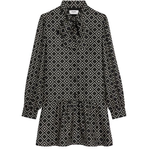 CELINE Basque mini dress in silk twill